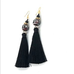 Tibetan Beaded Silk Tassel Earrings